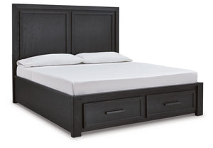 Foyland - Black / Brown - King Panel Storage Bed
