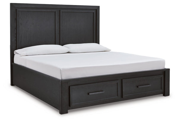 Foyland - Black / Brown - California King Panel Storage Bed