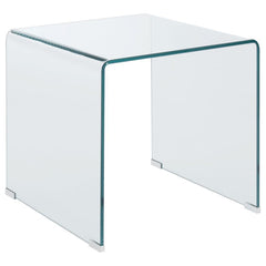 This square end table is crafted from tempered bent glass, combining sleek modern style with long-lasting durability. Its seamless one-piece design eliminates the need for assembly, providing immediate convenience and use. The smooth curved edges ensure s