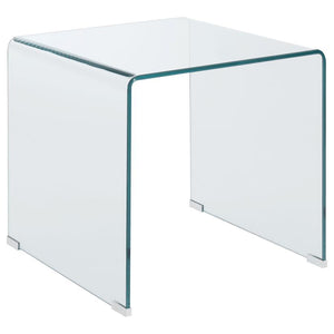 This square end table is crafted from tempered bent glass, combining sleek modern style with long-lasting durability. Its seamless one-piece design eliminates the need for assembly, providing immediate convenience and use. The smooth curved edges ensure s