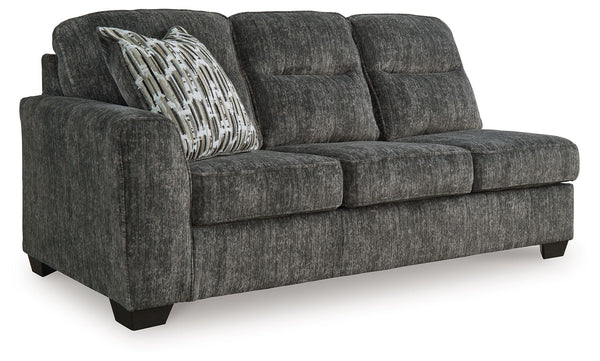 This left-arm facing sofa is made with polyester upholstery. Pairs with other items in the series to make a sectional.<br><br><b>Additional Dimensions</b><br><ul><li>Arm height: 27-"</li><li>Seat depth: 21-"</li><li>Seat height: 20-"</li><li>Top of cushio