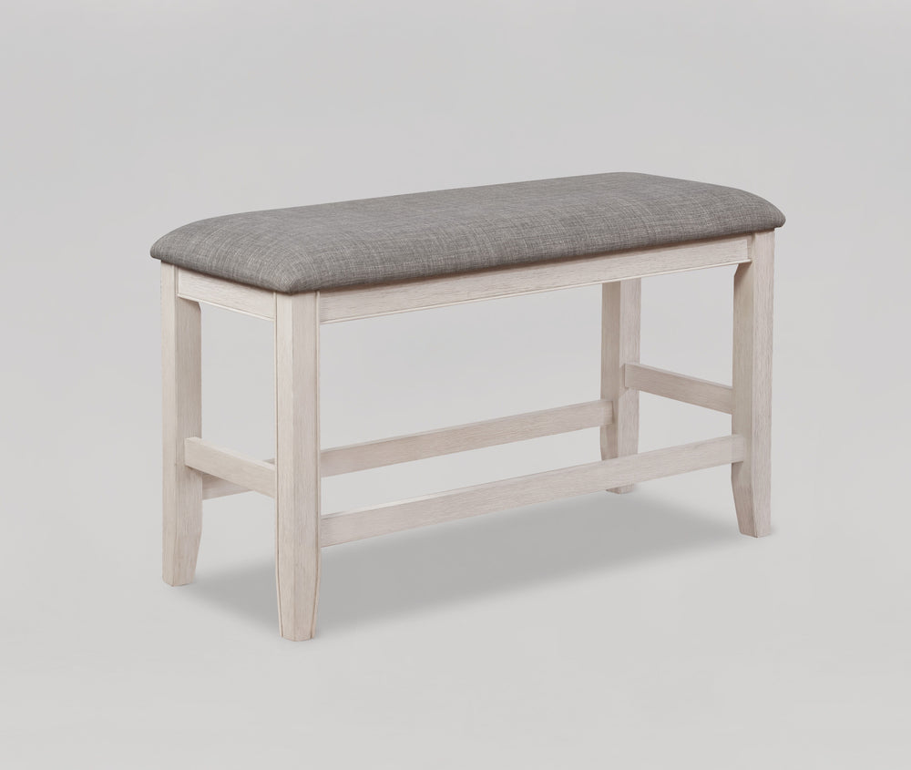 Transform your dining area with this elegant counter height dining set, designed to bring a touch of modern farmhouse charm to your home. The centerpiece table features a stunning dark wood top with built-in turntable that contrasts beautifully with the d