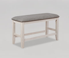 Transform your dining area with this elegant counter height dining set, designed to bring a touch of modern farmhouse charm to your home. The centerpiece table features a stunning dark wood top with built-in turntable that contrasts beautifully with the d