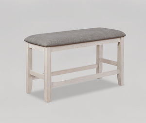 Transform your dining area with this elegant counter height dining set, designed to bring a touch of modern farmhouse charm to your home. The centerpiece table features a stunning dark wood top with built-in turntable that contrasts beautifully with the d