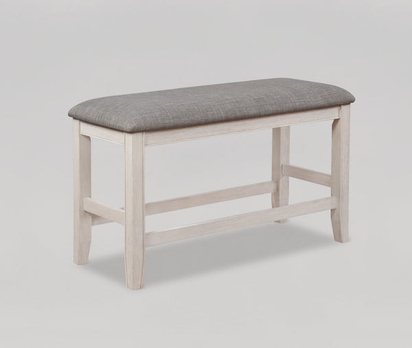 Transform your dining area with this elegant counter height dining set, designed to bring a touch of modern farmhouse charm to your home. The centerpiece table features a stunning dark wood top with built-in turntable that contrasts beautifully with the d