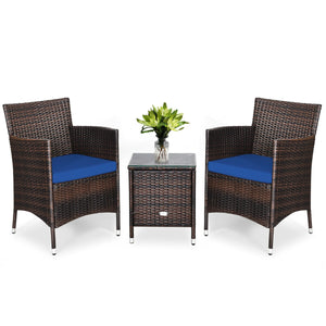 This item includes 2 rattan chairs(with cushions)  a coffee table and instruction<br>Rattan chair with comfortable cushions  adds elegance and practicality<br>The ergonomic armrest and the cradle-shape seat provide a relaxing zone<br>A coffee table with t