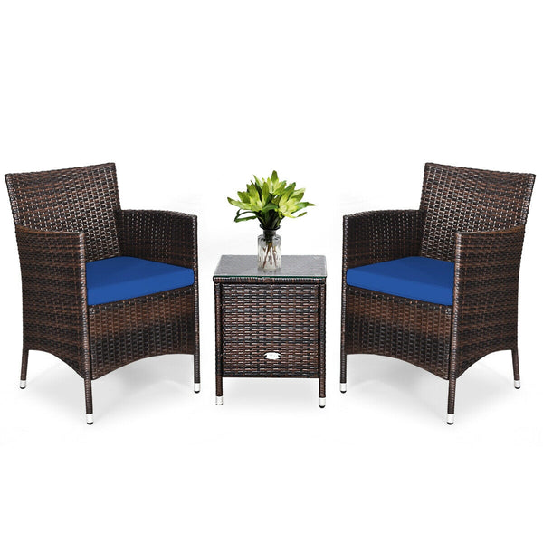 This item includes 2 rattan chairs(with cushions)  a coffee table and instruction<br>Rattan chair with comfortable cushions  adds elegance and practicality<br>The ergonomic armrest and the cradle-shape seat provide a relaxing zone<br>A coffee table with t