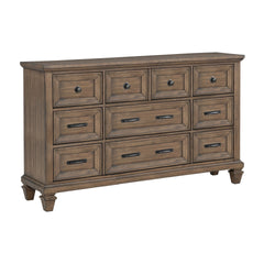 The Mariana 9-Drawer Dresser is a masterpiece of timeless craftsmanship and versatile design, making it a stunning addition to any bedroom. Skillfully crafted from solid Acacia wood and Acacia veneers, this dresser features a rich, hand-distressed Vintage