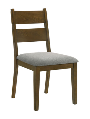 This dining group brings a blend of rustic charm and contemporary elegance to any dining space. Crafted from rich wood with a warm finish, it radiates an inviting feel thatâ€™s perfect for family gatherings and stylish entertaining. The sturdy table featu