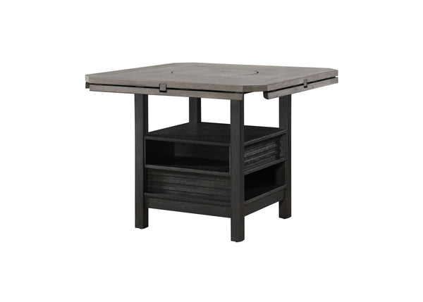  round table with a striking wood veneer top that showcases the natural grain