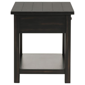 Payne - 1-Drawer Wood End Table With Shelf - Java