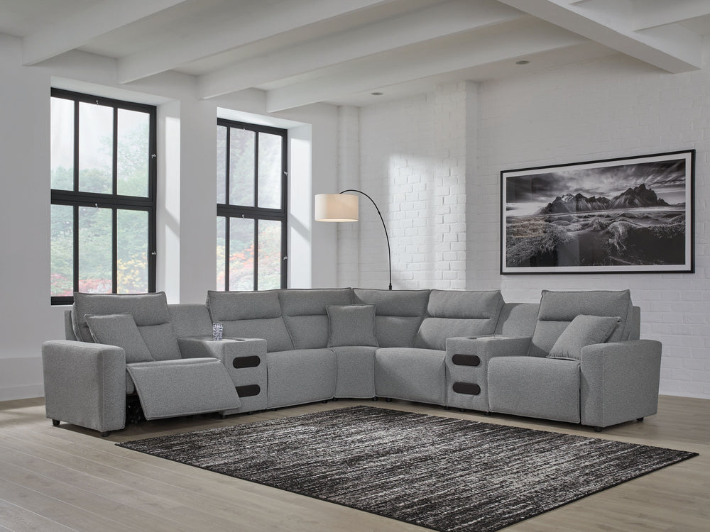 Looking cool and contemporary is great. But when it comes down to it, youâ€™re all about low-maintenance lounging. With the performance fabric on this power reclining sectional, cleaning spills is a breeze. Its modular design caters to your ever-changing 