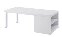 Harta - Coffee Table - White High Gloss & Chrome - 48-"<br/><br/><b>Product Features</b><ul><li>Occasional Tables Set</li><li>Storage: Coffee Table w/ Open Compartments</li><li>High Gloss Wooden Top & Shelves</li><li>Metal Straight-Square Leg</li><li>Case