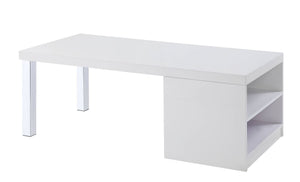 Harta - Coffee Table - White High Gloss & Chrome - 48-"<br/><br/><b>Product Features</b><ul><li>Occasional Tables Set</li><li>Storage: Coffee Table w/ Open Compartments</li><li>High Gloss Wooden Top & Shelves</li><li>Metal Straight-Square Leg</li><li>Case