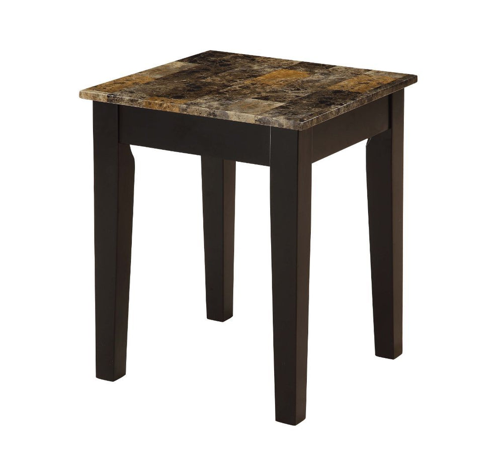 KD, Square Leg End Table â€¢ NO Storage â€¢ Features: Faux Marble Top, Wooden Top, Wooden Tapered Leg â€¢â€¢ CONSTRUCTION â€¢â€¢ Wooden Top & Apron: Faux Marble Paper Veneer, MDF 15mm Thick â€¢ Wooden Tapered Leg: Wood (Aspen)<br/><br/><b>Product Features