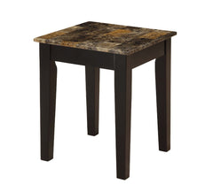 KD, Square Leg End Table â€¢ NO Storage â€¢ Features: Faux Marble Top, Wooden Top, Wooden Tapered Leg â€¢â€¢ CONSTRUCTION â€¢â€¢ Wooden Top & Apron: Faux Marble Paper Veneer, MDF 15mm Thick â€¢ Wooden Tapered Leg: Wood (Aspen)<br/><br/><b>Product Features