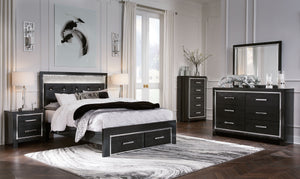 Rest easy. The luxurious look youâ€™ve been dreaming of is yours for the taking, at a price sure to put you at ease. This bedroom group brings a sense of old Hollywood with a contemporary flair. A deep, dark finish, faceted chrome-tone accents and LED lig