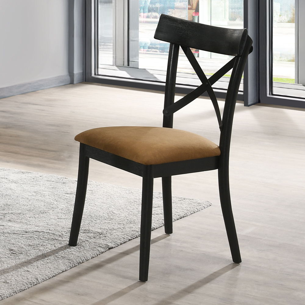 Padded Seat Back Wooden Legs Metal -"X-"-Shaped Chair Back Design Foam Density: D40