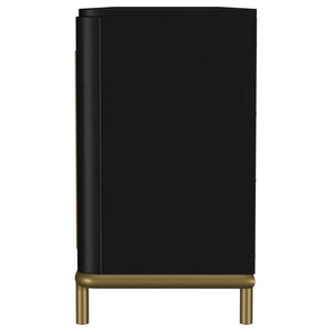 Arini - Rattan Cane 2-Door TV Stand Media Console - Black