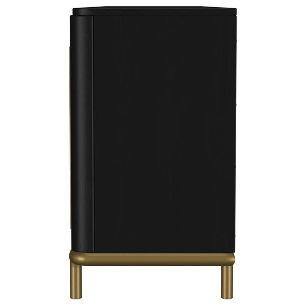 Arini - Rattan Cane 2-Door TV Stand Media Console - Black