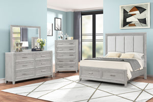  designed for ultimate comfort and convenience. The bed is complemented by a 6-drawer dresser and a 5-drawer chest