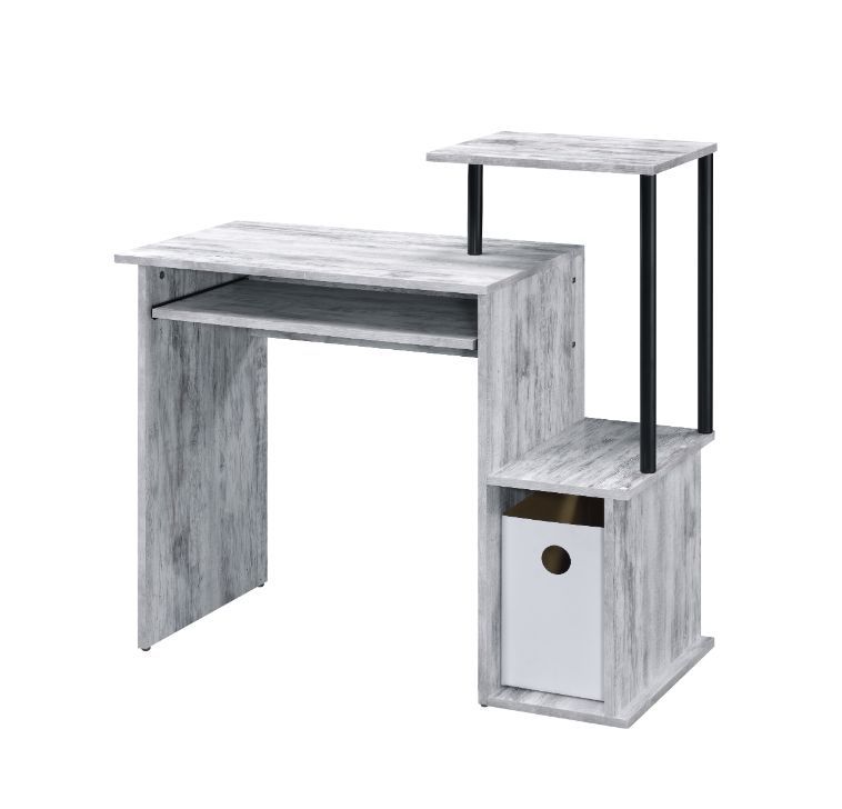 Begin your decor with your office at where you put in eight hours a day. Crafted from wood, the wooden desk in rusitc wood finish makes your workplace natural and down to earth. It features two open storage compartments with a desktop shelf ,while a under