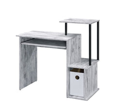 Begin your decor with your office at where you put in eight hours a day. Crafted from wood, the wooden desk in rusitc wood finish makes your workplace natural and down to earth. It features two open storage compartments with a desktop shelf ,while a under