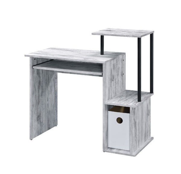 Begin your decor with your office at where you put in eight hours a day. Crafted from wood, the wooden desk in rusitc wood finish makes your workplace natural and down to earth. It features two open storage compartments with a desktop shelf ,while a under