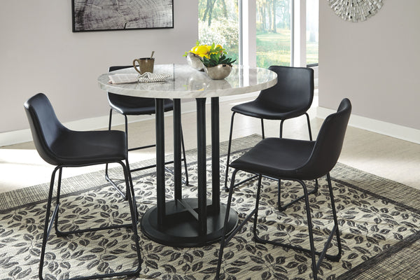  youâ€™ll find this striking 42-" round counter-height table checks all the boxes. Taking a stance for ultra-contemporary design