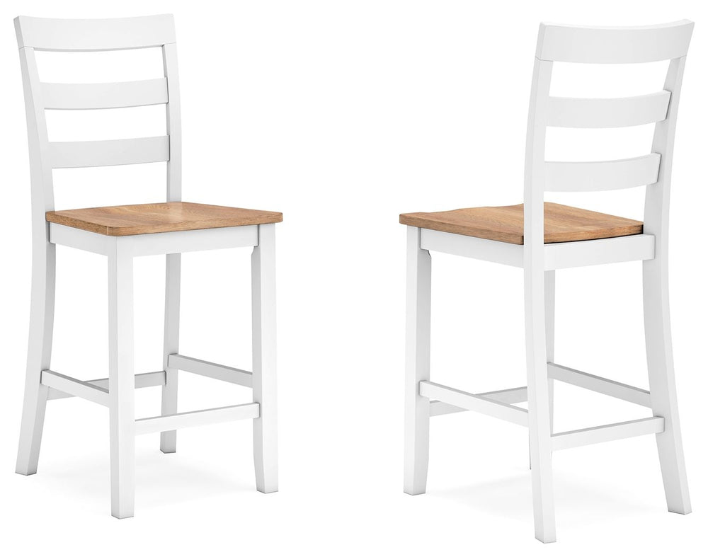 Complement your homeâ€™s simply relaxed sensibility with this counter height bar stool. A crisp white hue offers a chic contrast to the natural wood tone, for a neutral look that vibes with a variety of aesthetics. Its hard, contoured seat design prioriti