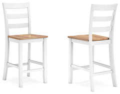 Complement your homeâ€™s simply relaxed sensibility with this counter height bar stool. A crisp white hue offers a chic contrast to the natural wood tone, for a neutral look that vibes with a variety of aesthetics. Its hard, contoured seat design prioriti
