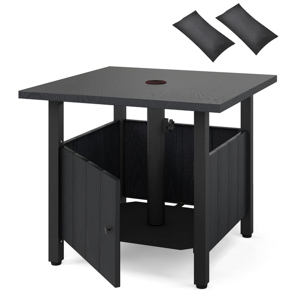 Sturdy zinc-iron alloy structure for enhanced stability<br>Ensure extra sturdiness with reinforced structure and sturdy supporting base<br>Maintain balance thanks to the adjustable foot pads<br>1.89" umbrella hole for most standard patio umbrellas (not in