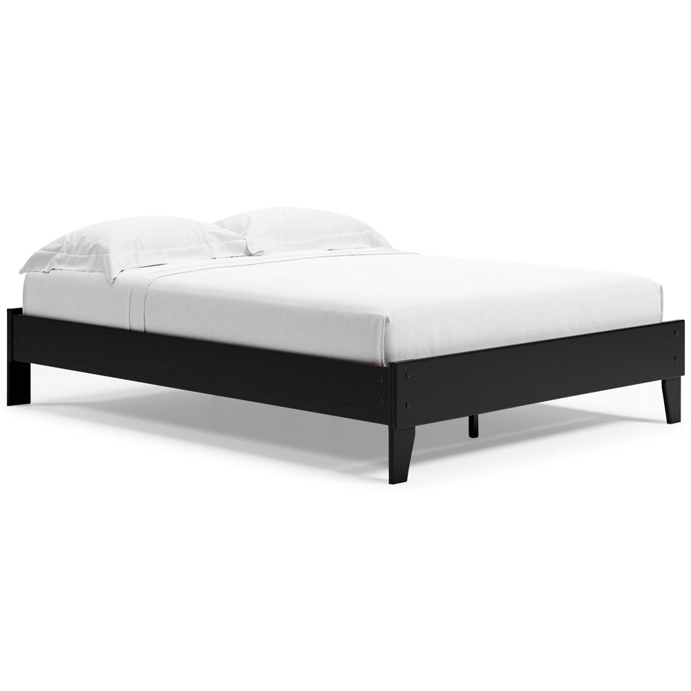 If youâ€™re a fan of clean, crisp and contemporary interiors, rest assured this queen platform bed suits you. The linear profile is enhanced with a matte black finish with subtle replicated wood grain. Hard to believe such high style can be so attractivel