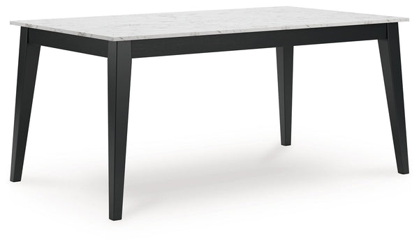 it-'s adorned with a stunning white faux marble tabletop. The piece serves a simply striking feast for the eyesâ€”now your only worry is what to serve for dinner.<br><br>
