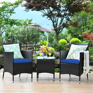 This item includes 2 rattan chairs(with cushions)  a coffee table and instruction<br>Rattan chair with comfortable cushions  adds elegance and practicality<br>The ergonomic armrest and the cradle-shape seat provide a relaxing zone<br>A coffee table with t