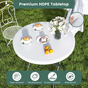 The HDPE tabletop is characterized by excellent robustness and fade resistance<br>The waterproof HDPE tabletop is easy to maintain and resistant to stains<br>The heavy-duty metal frame ensures 220 lbs strong weight capacity <br>The 1.6" thickened HDPE boa