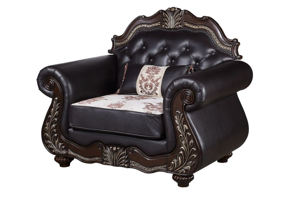 The Royal Classics Maximus Living Room Arm Chair is expertly crafted to combine timeless beauty with exceptional durability. Made from solid pine with premium polyurethane carvings, this armchair is both lightweight and robust, resistant to moisture, rot,