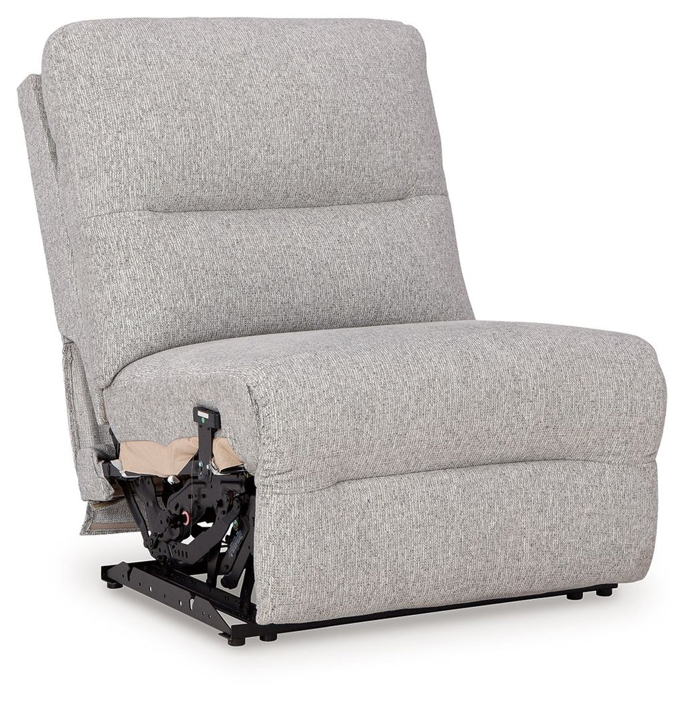 This power armless recliner is made with Next-Gen Nuvellaâ„¢ (polyester) upholstery. Pairs with other items in the series to make a sectional.<br><br><b>Additional Dimensions</b><br><ul><li>Seat depth: 23-"</li><li>Seat height: 20-"</li><li>Fully reclined
