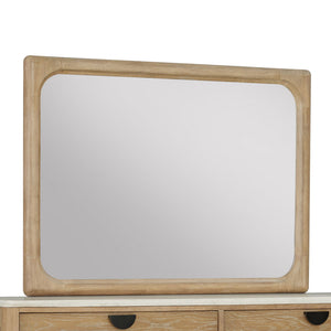 Escape - Bedroom King Panel Bed 2 Nightstands And Dresser With Mirror - Glazed Natural Oak