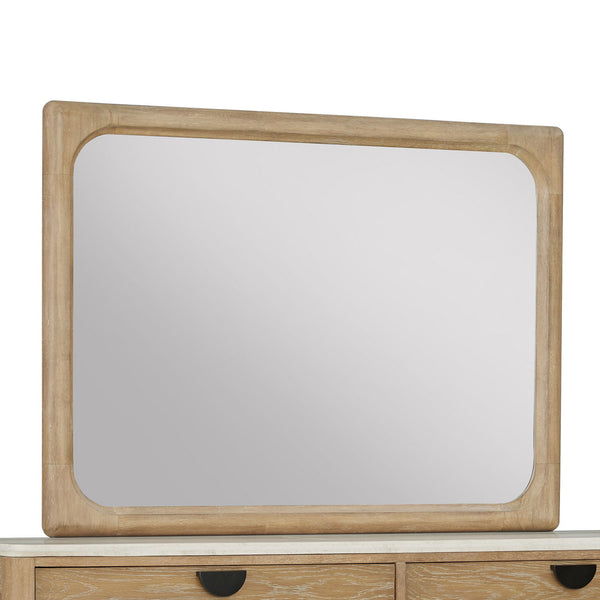 Escape - Bedroom King Panel Bed 2 Nightstands And Dresser With Mirror - Glazed Natural Oak