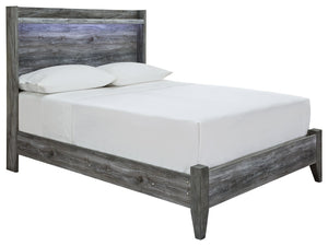 Rest in the beachy style of this full panel bed. Its driftwood and surfer-inspired smoky finish and cool LED lighting give this bed a rustic look that-'s perfect for creating an island oasis. Clean lines and modern charm blend for an authentic look to be 