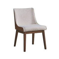 Fixed Table TopBent Wood Legs DesignNatural Finish StyleUpholstered Chair with Boucle & VelvetWooden Legss