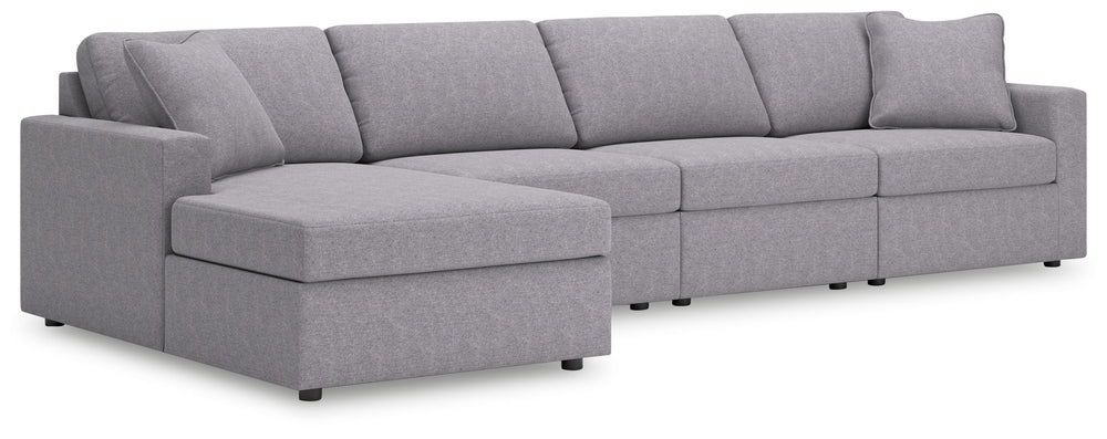 Looking cool and contemporary is great. But when it comes down to it, youâ€™re all about low-maintenance lounging. With the performance fabric on this sectional with chaise, cleaning spills is a breeze. And its customizable modular design caters to your e