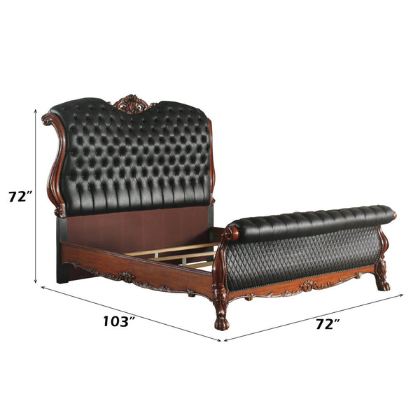 Dresden - Queen Bed - PU & Cherry Oak - 72"