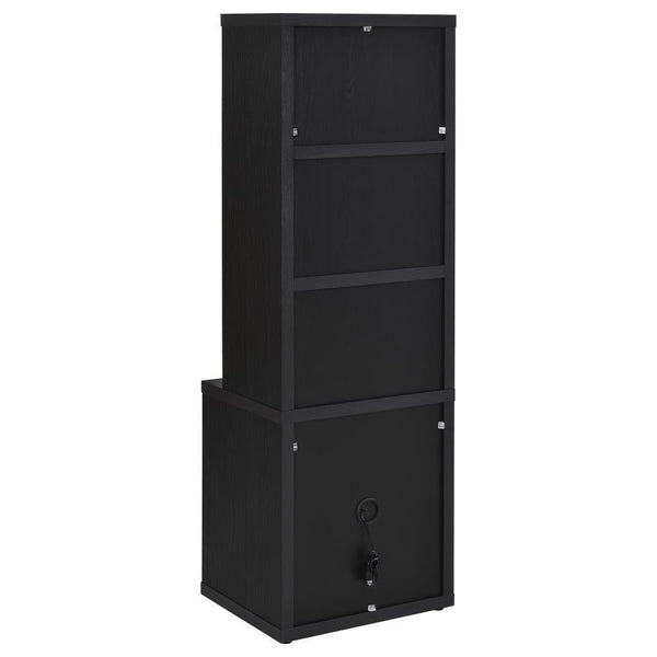 Westpark - 3-Shelf Bookcase USB And Lockable Drawer - Black
