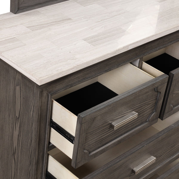 Lisbon - 2 Piece Dresser & Mirror Set - Gray