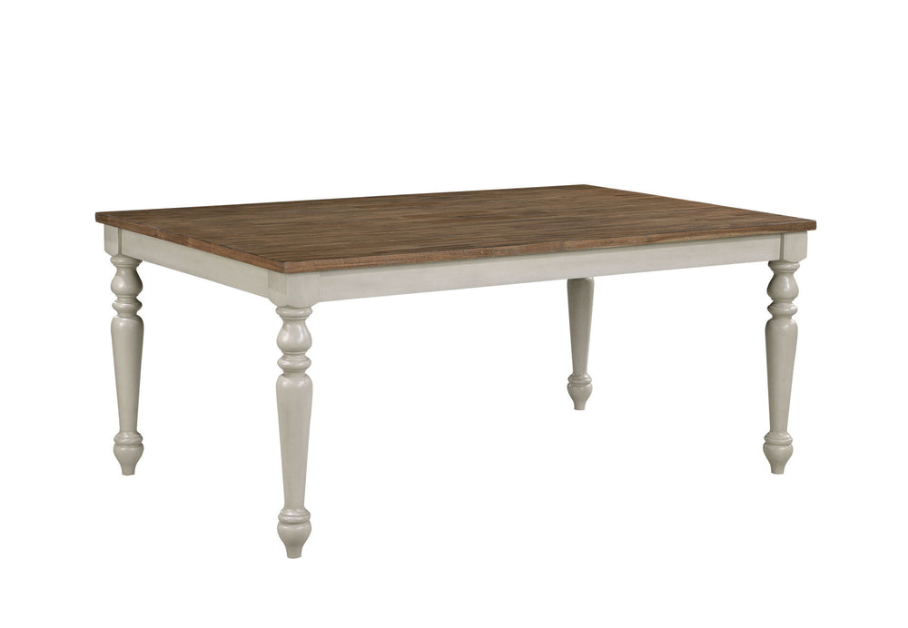 The Jennifer Wood 70" Dining Table brings together exceptional craftsmanship and timeless farmhouse charm, making it a centerpiece for any dining space. Constructed from solid Rubberwood, premium manufactured woods, and genuine Oak and Acacia wood veneers