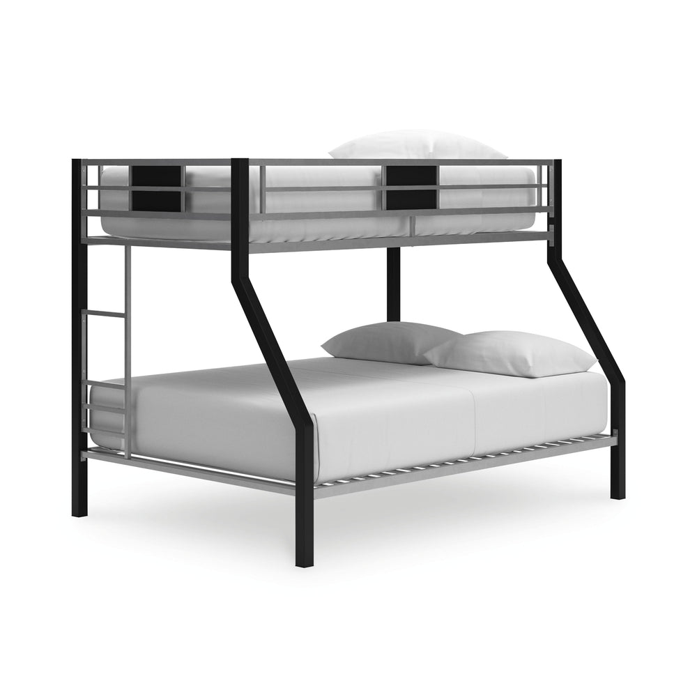 Sleep safe and soundâ€”in style. Youâ€™ll rest easy thanks to the top bunkâ€™s guardrails, and theyâ€™ll love the -"cool factor-" of the industrial/contemporary design. This bunk bed is a victory for the whole family.<br><br><b>Additional Dimensions</b><b
