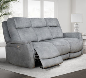 Linus - Power Reclining Sofa And Loveseat - Hudson Gray
