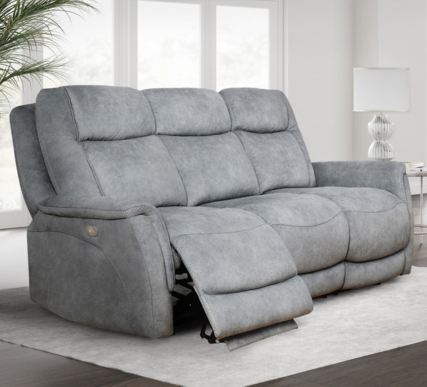 Linus - Power Reclining Sofa And Loveseat - Hudson Gray